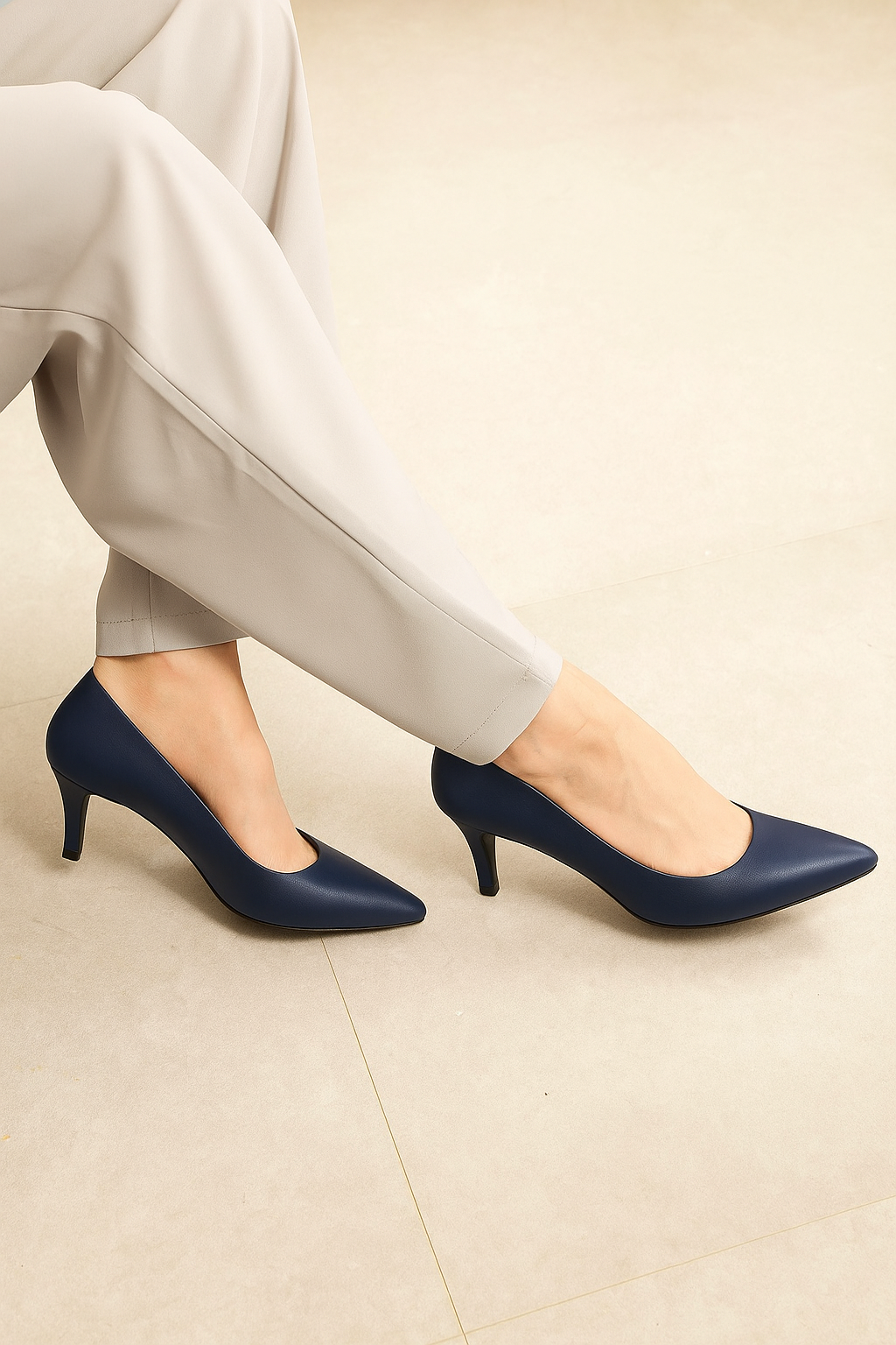 Classic Navy Blue Pumps - 7cm Heel