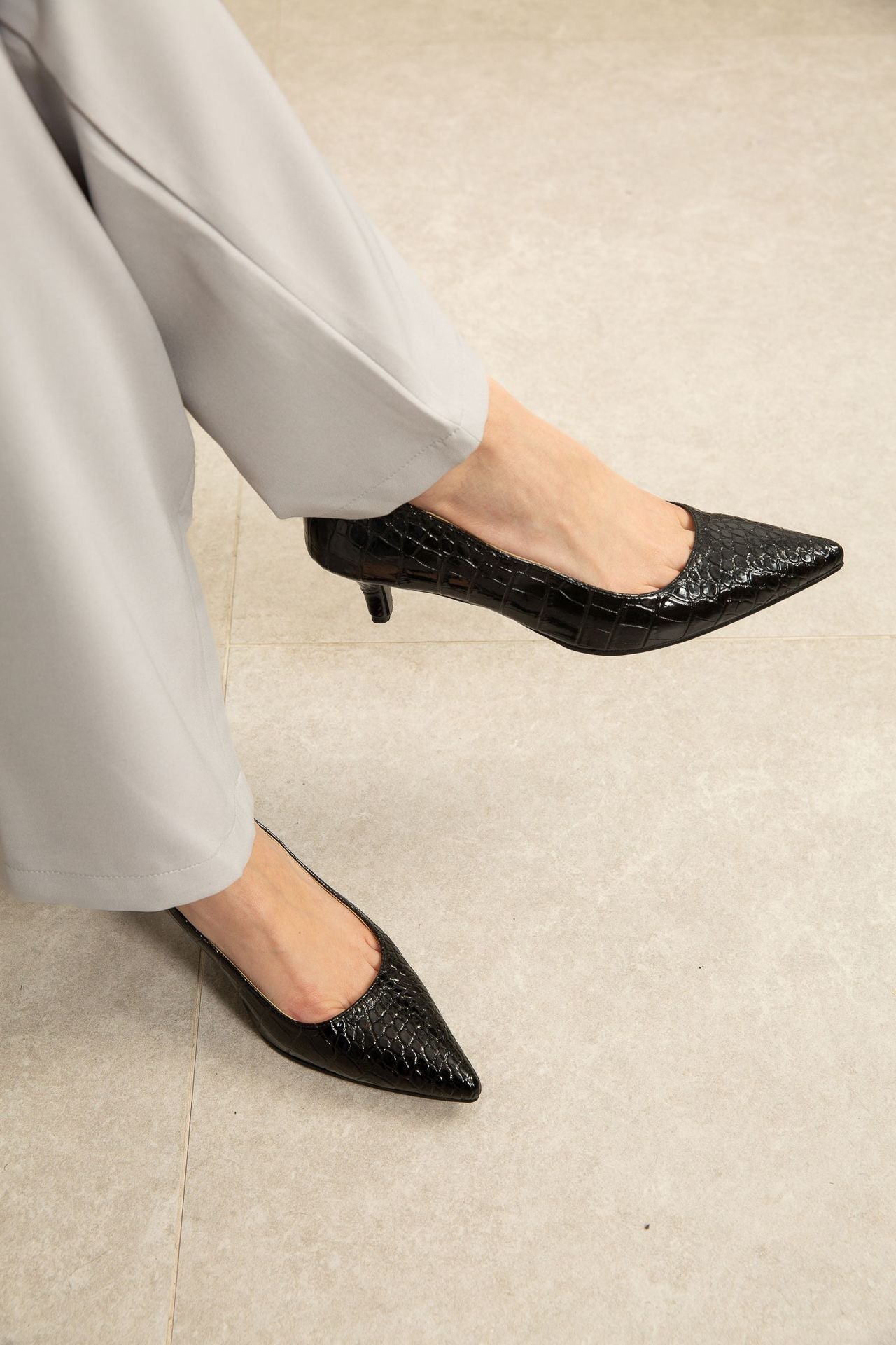 Black Snakeskin 5cm heels