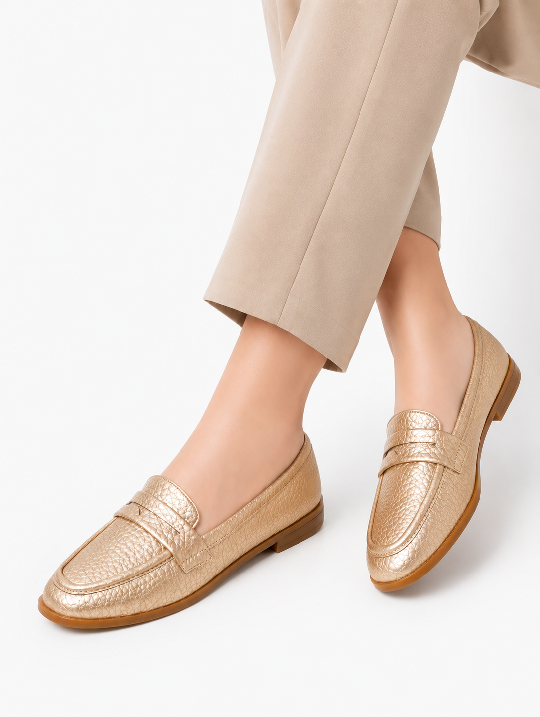 Classic Penny Loafer Flat - Gold