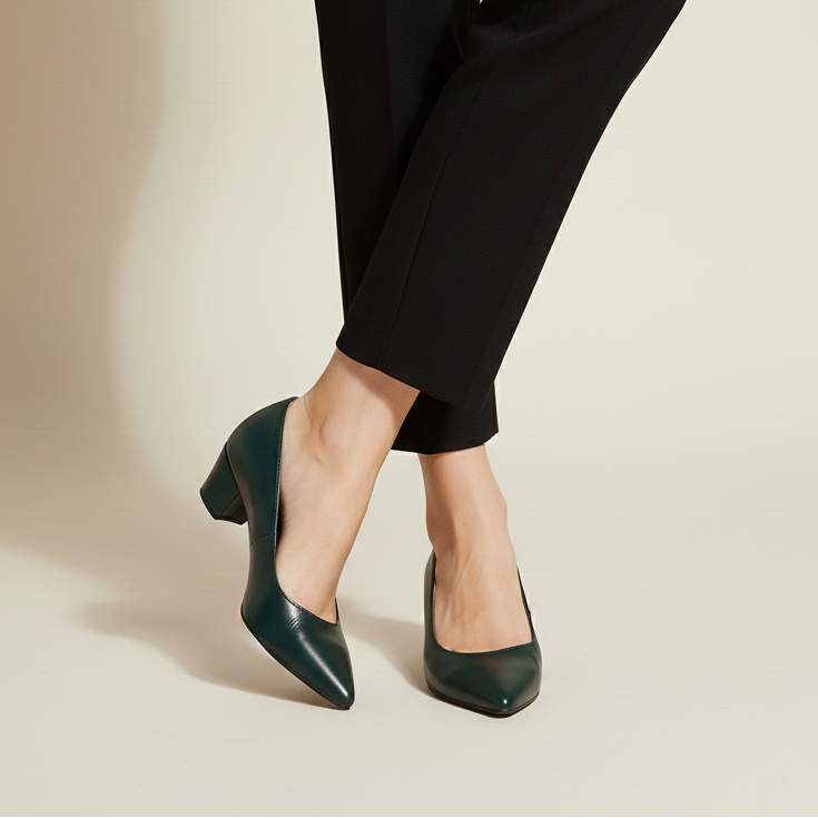 Olive green 5cm block heels