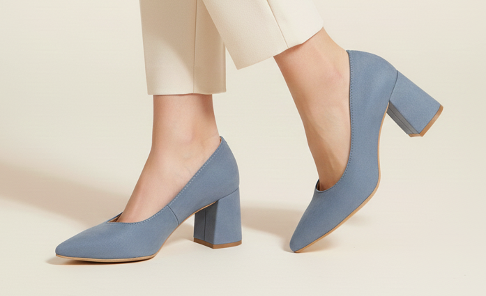 Soft Blue suede 7cm Block heels