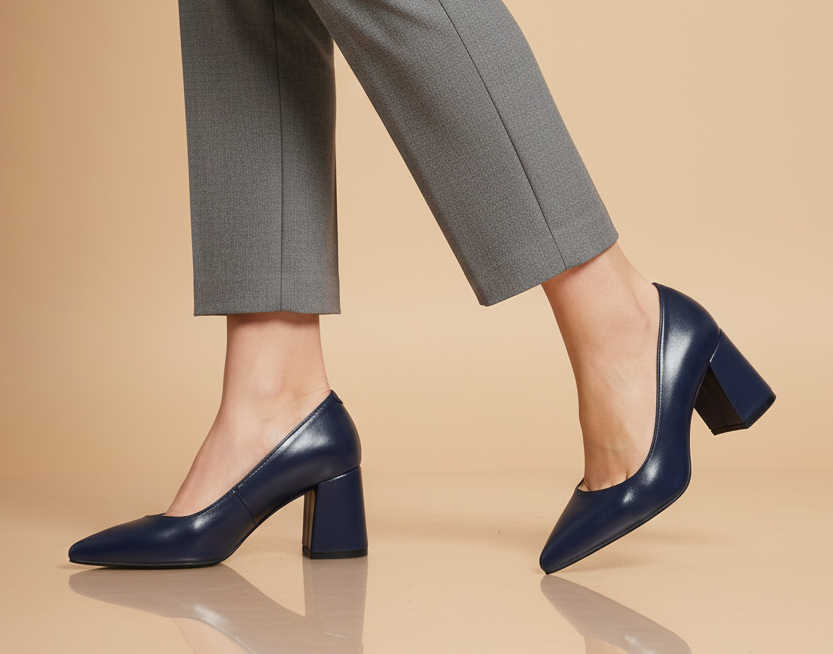 Navy Blue Executive heels - 7cm block heels