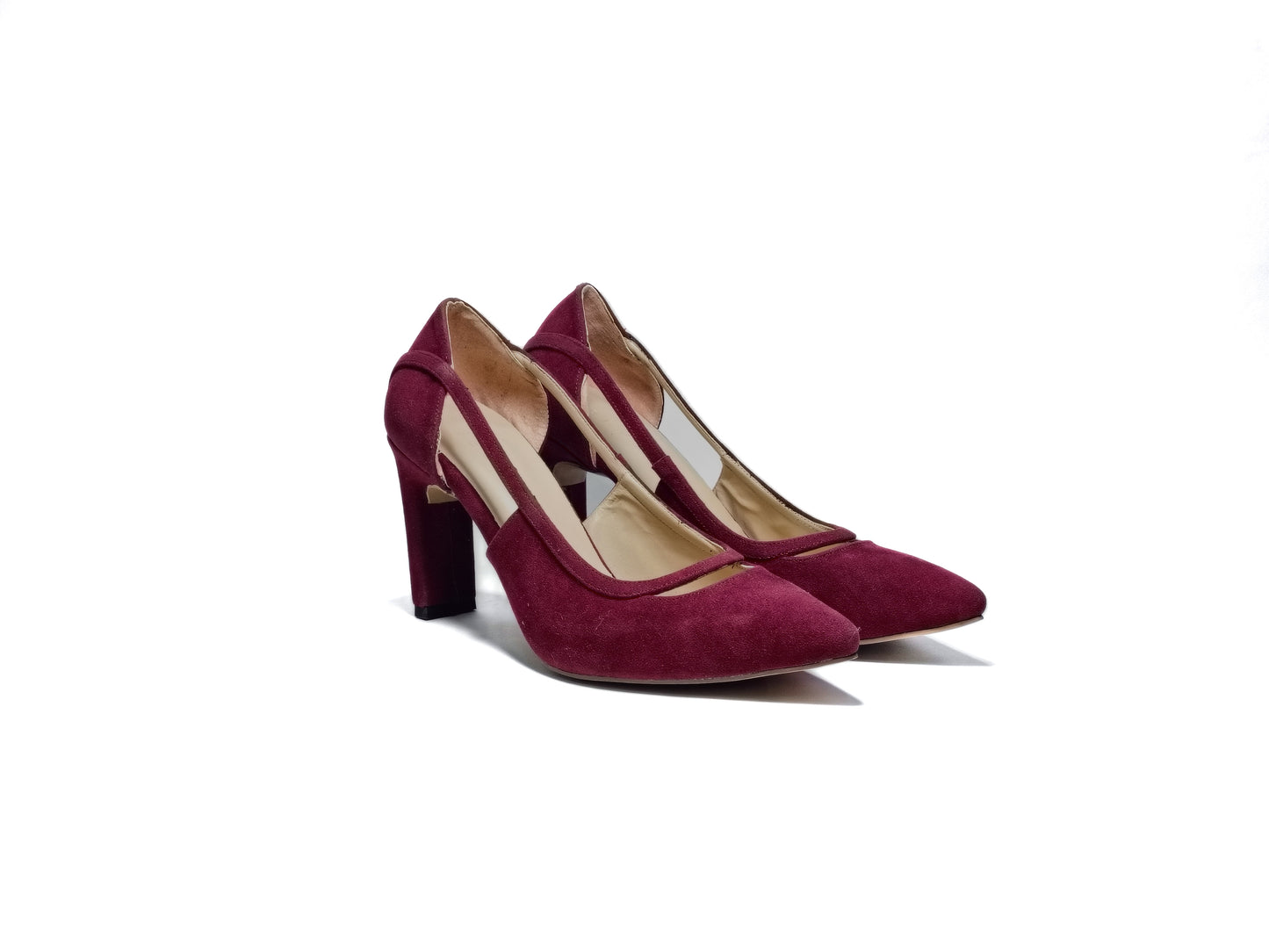 Burgundy Suede Cut-Out 7cm heels | Flash Sale