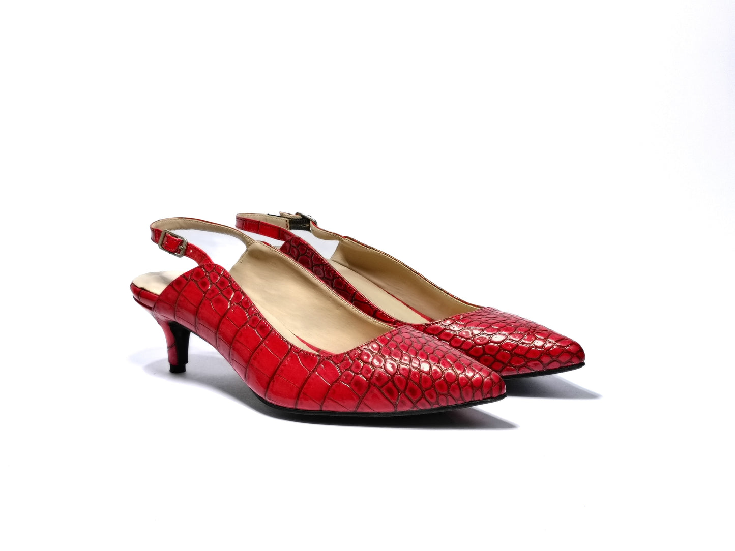 Red croc slingback 5cm heels