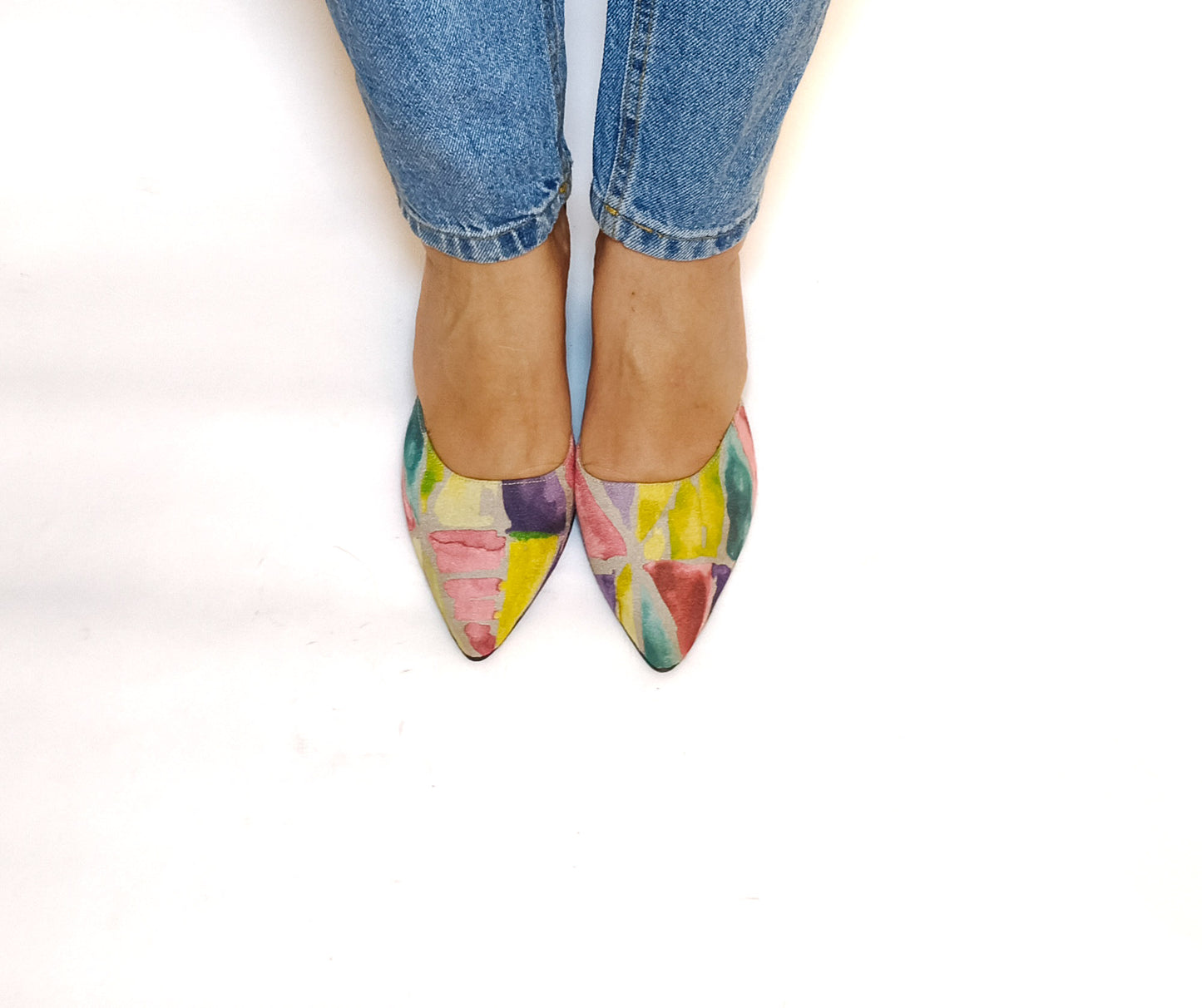 Abstract Print Block Heel Pumps - 7cm Heel | Flash Sale