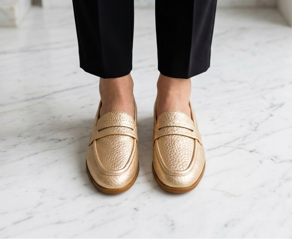 Classic Penny Loafer Flat - Gold