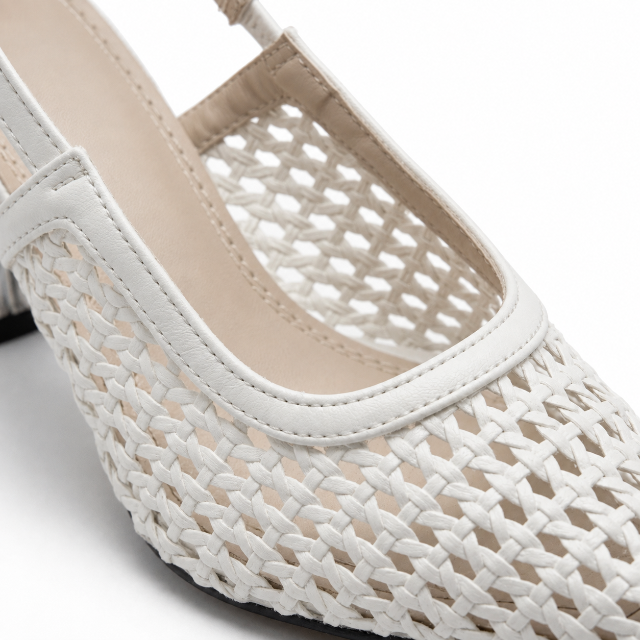 Luna Woven Slingback Heels - white