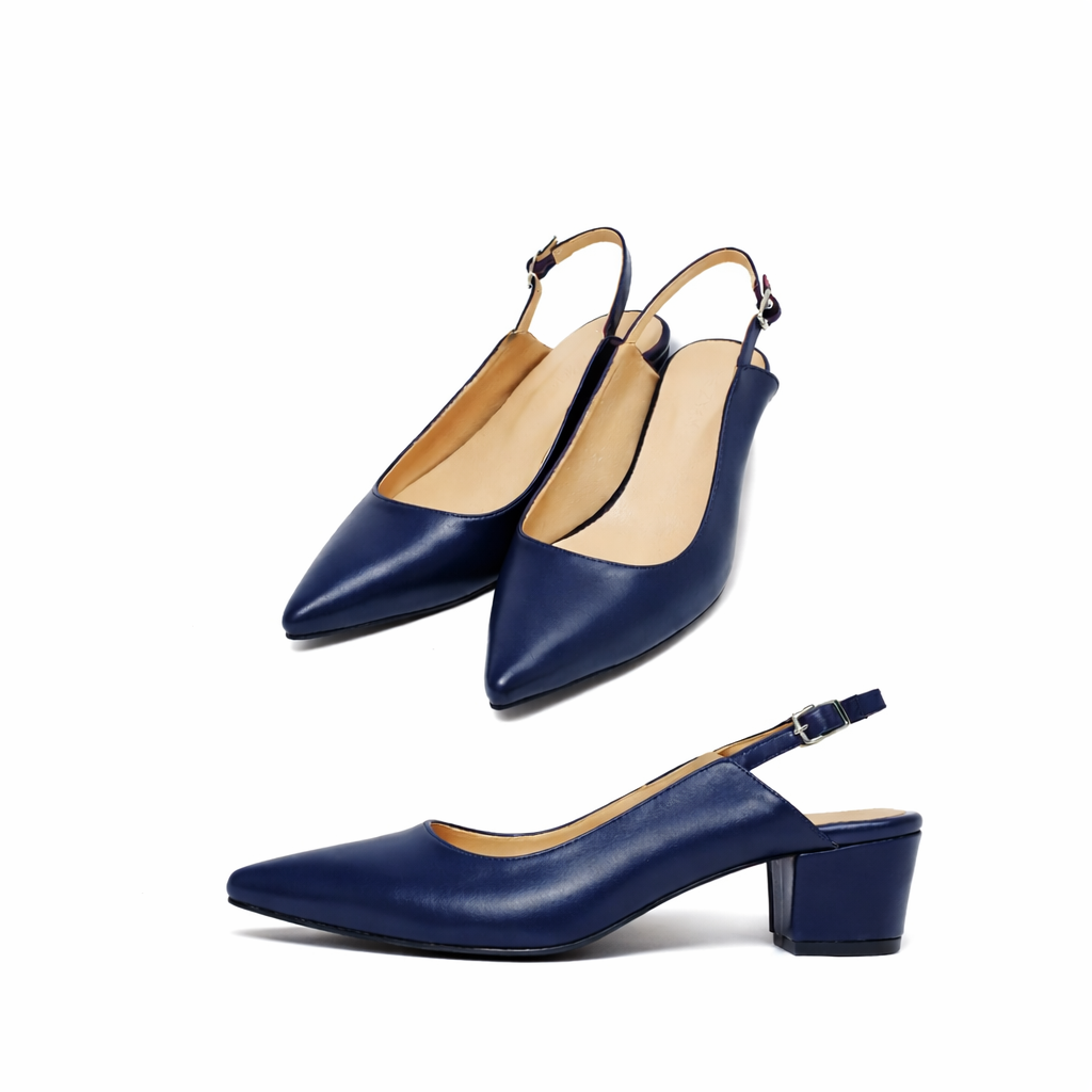 The Refined Slingback - Navy Blue