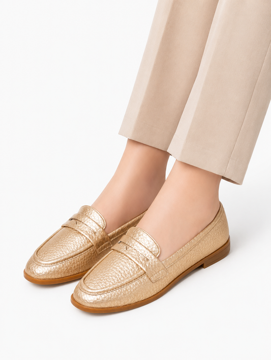 Classic Penny Loafer Flat - Gold