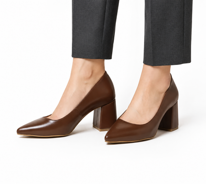 Brown Executive heels - 7cm block heels