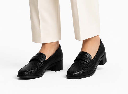 Penny Loafer Block Heel - Black