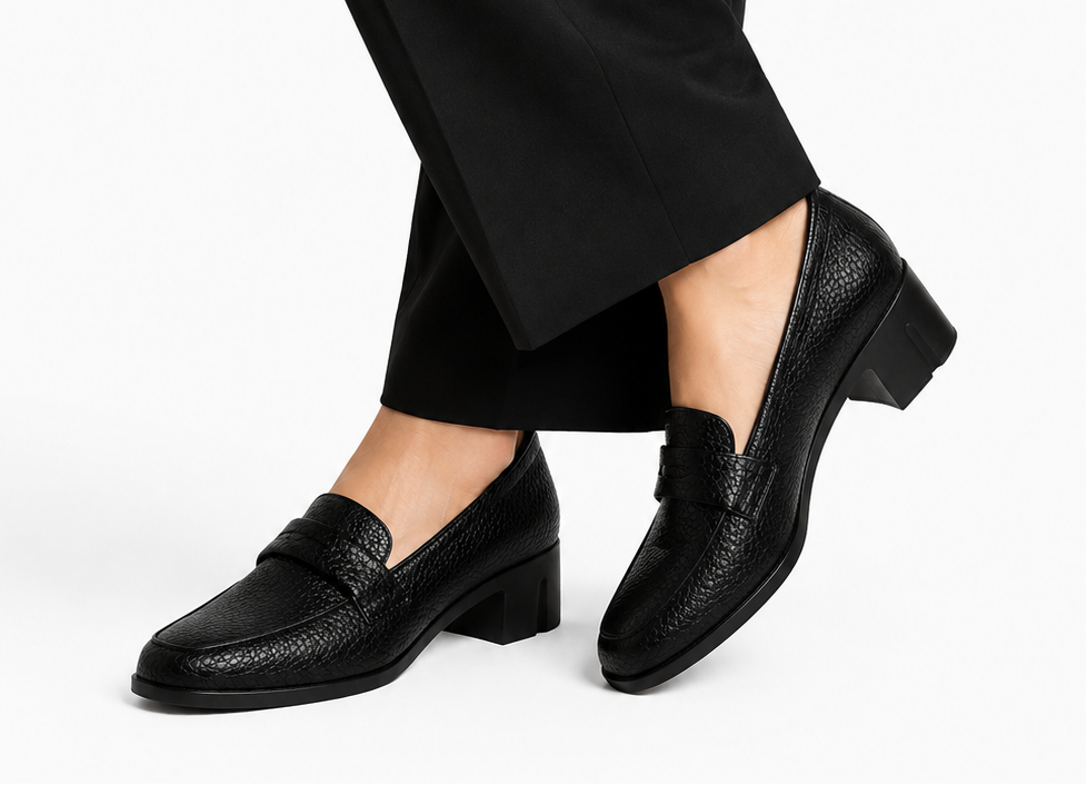 Penny Loafer Block Heel - Black