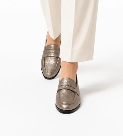 Classic Penny Loafer Flat - Smokey Silver