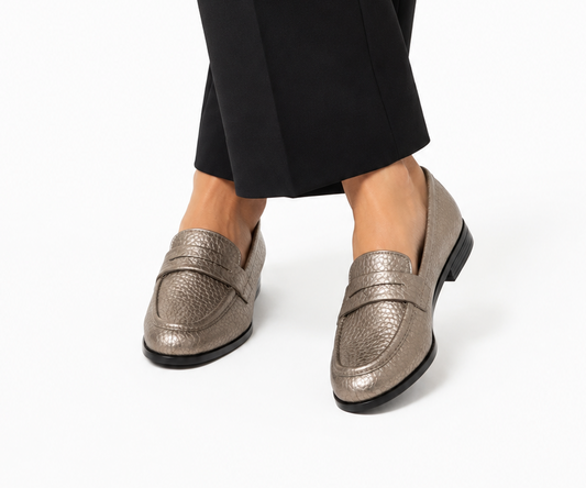 Classic Penny Loafer Flat - Smokey Silver