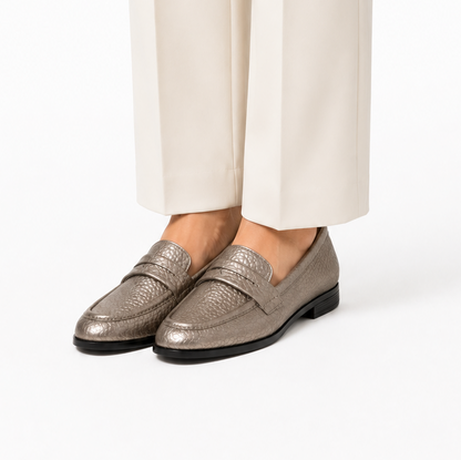 Classic Penny Loafer Flat - Smokey Silver