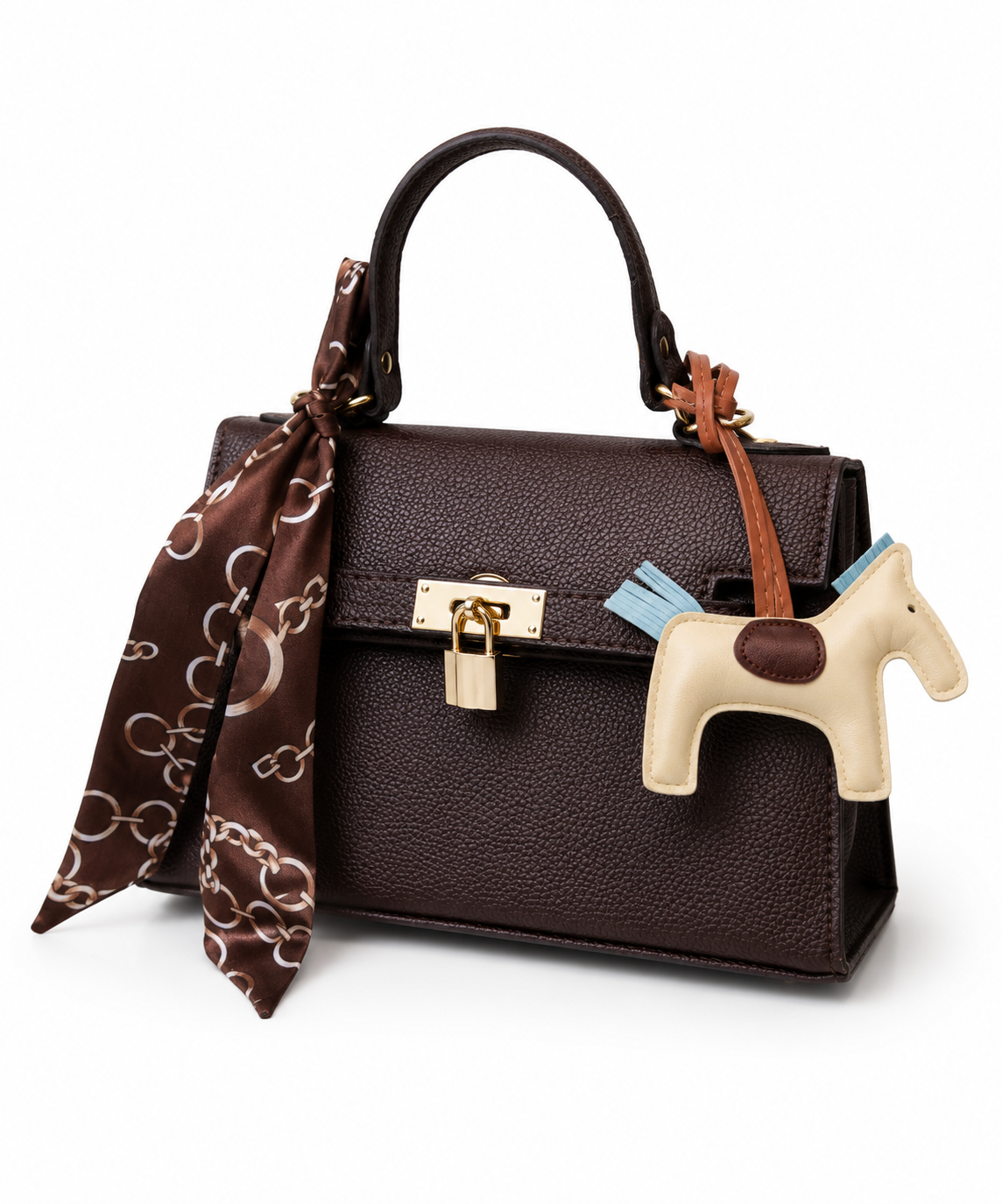 Lock Handbag - Chocolate Brown