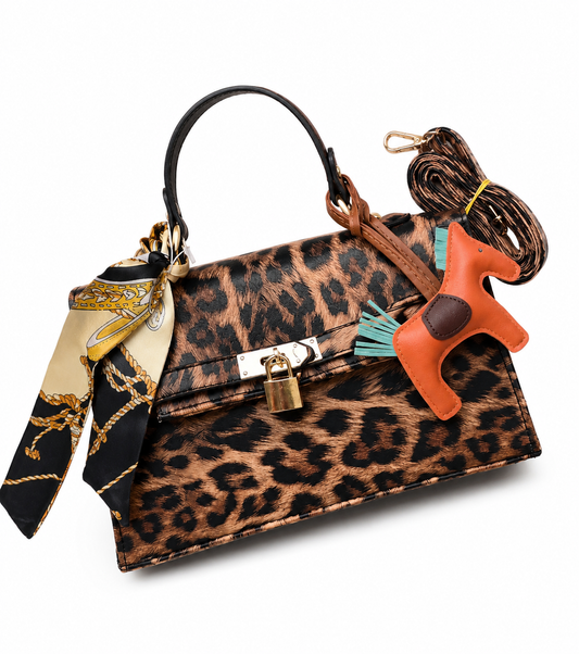 Lock Handbag - Leopard Brown