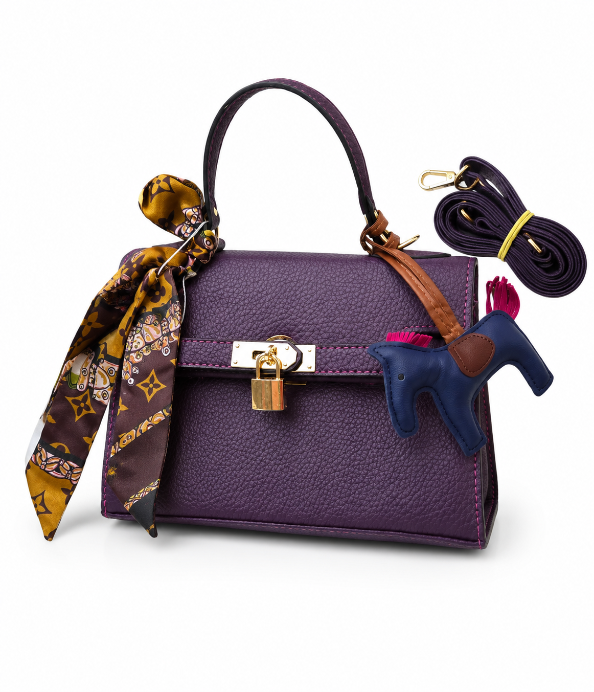Lock Handbag - Plum Purple