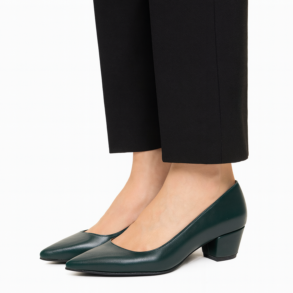 Olive green 5cm block heels