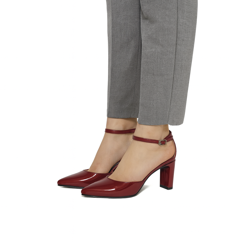 Burgundy Ankle Pumps 7cm heels