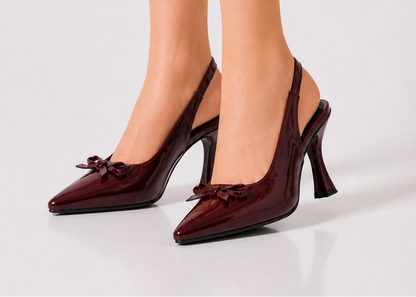 Elegant Bow Slingback Heel burgundy-7cm