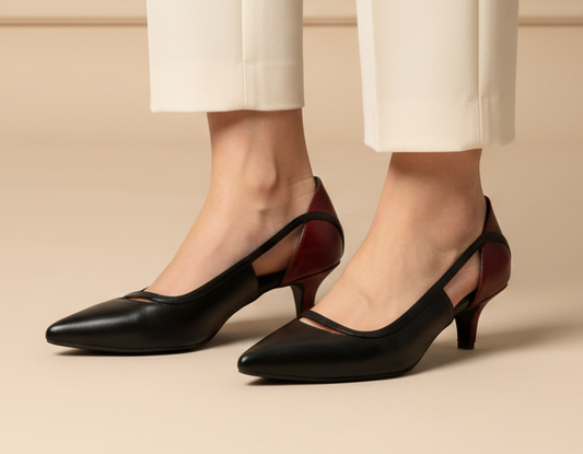 Black X Burgundy 5cm heels