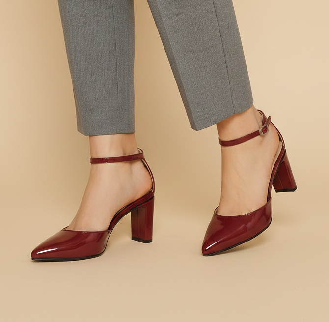 Burgundy Ankle Pumps 7cm heels