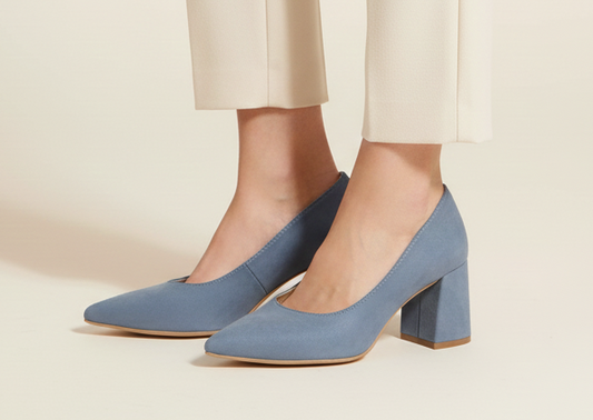 Soft Blue suede 7cm Block heels
