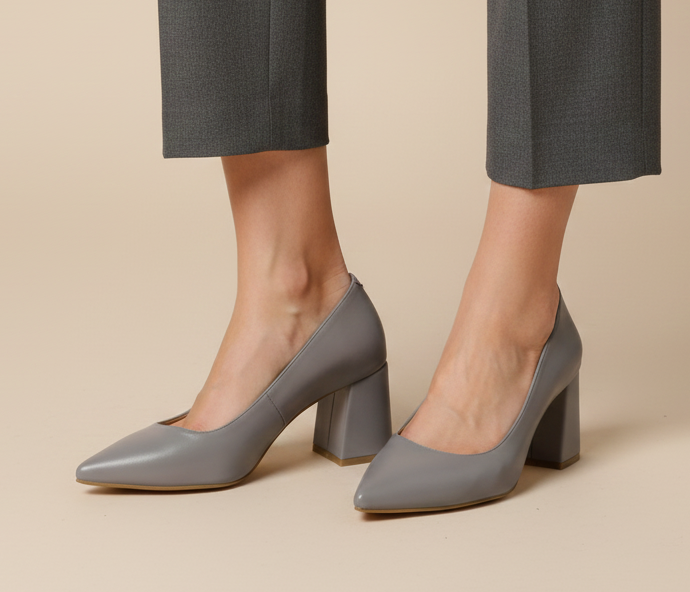 Grey Executive heels - 7cm block heels