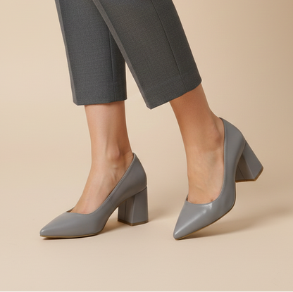 Grey Executive heels - 7cm block heels