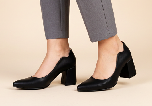 Black Dip 7cm thick heels