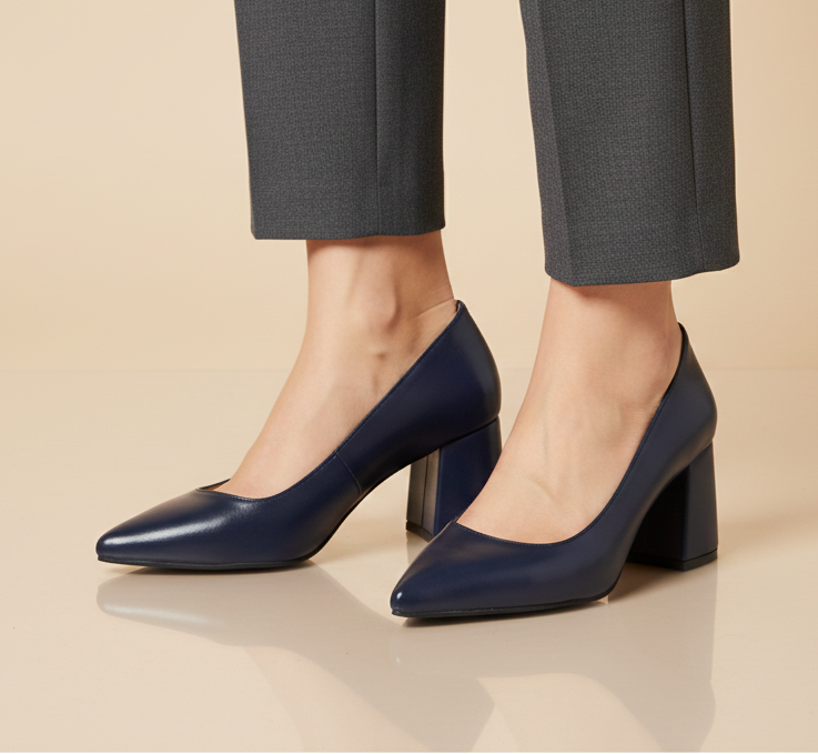 Navy Blue Executive heels - 7cm block heels