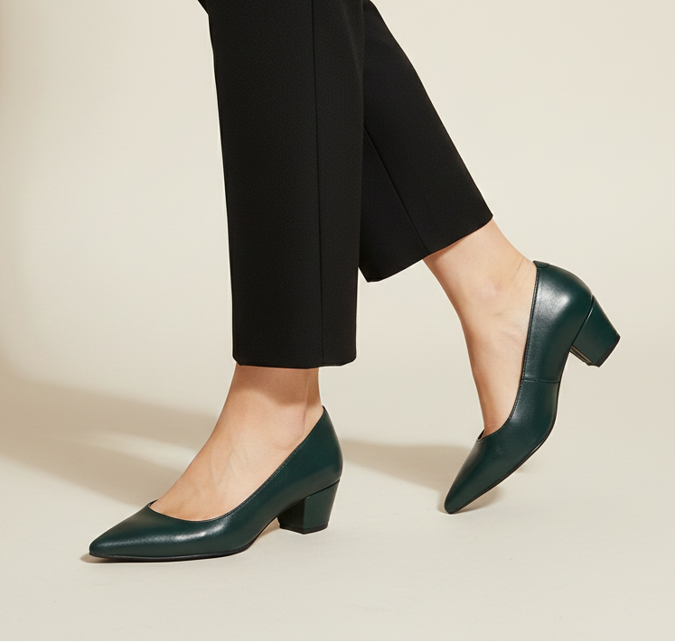 Olive green 5cm block heels