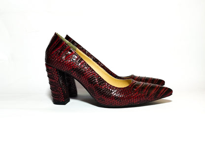 Crimson Croc 9cm Block Heels