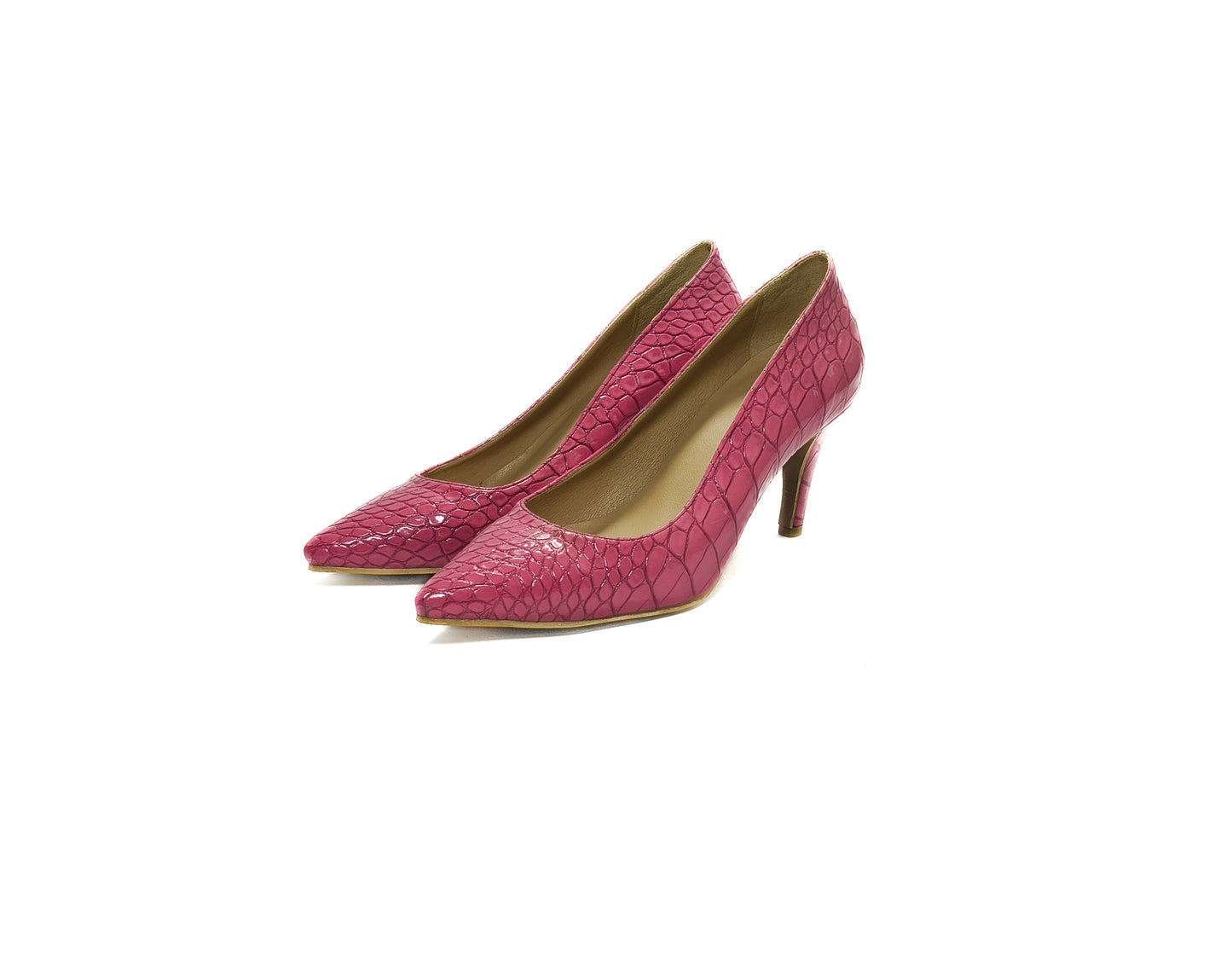 Fuchsia Croco heels -7cm