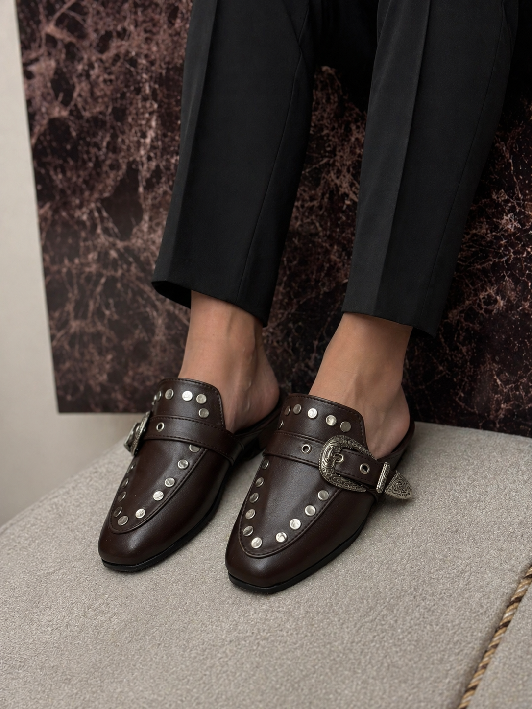 Studded Brown Mule