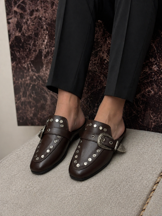 Studded Brown Mule