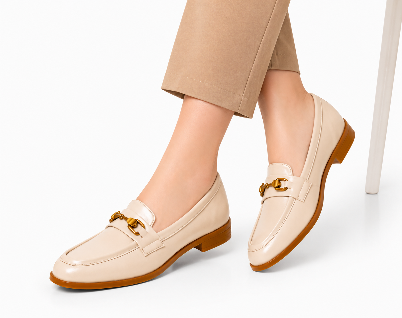 Horsebit Loafer Flat - Beige