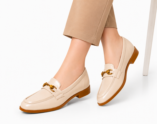 Horsebit Loafer Flat - Beige