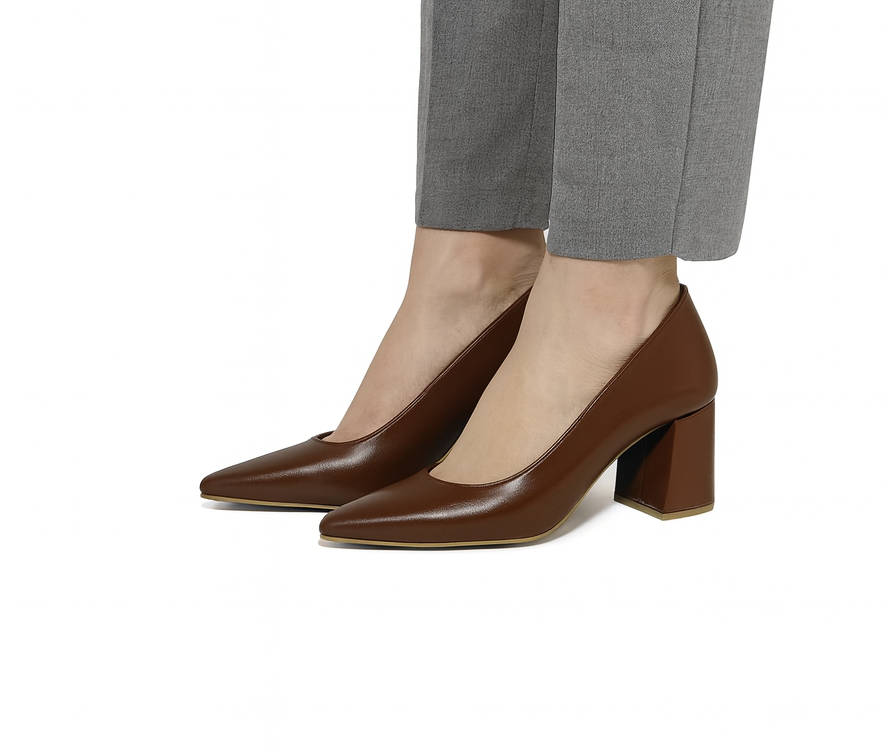 Brown Executive heels - 7cm block heels