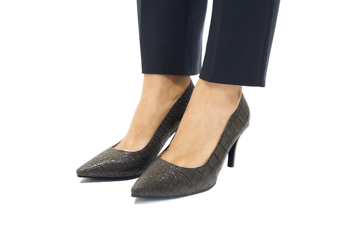 Grey Croco heels -7cm