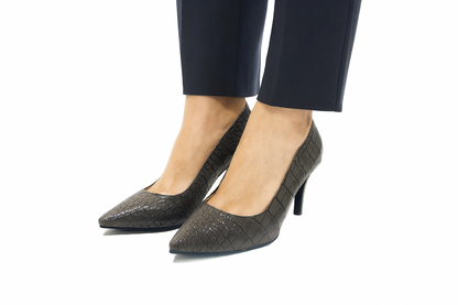 Grey Croco heels -7cm