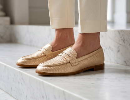Classic Penny Loafer Flat - Gold