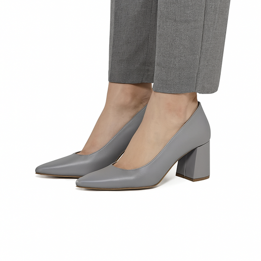 Grey Executive heels - 7cm block heels