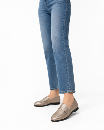 Classic Penny Loafer Flat - Smokey Silver