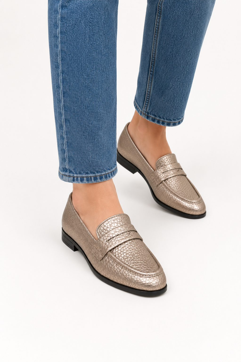 Classic Penny Loafer Flat - Smokey Silver