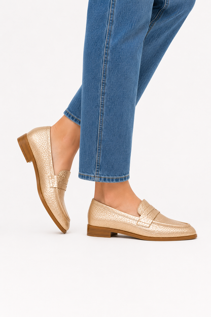 Classic Penny Loafer Flat - Gold