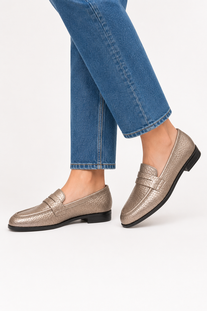 Classic Penny Loafer Flat - Smokey Silver