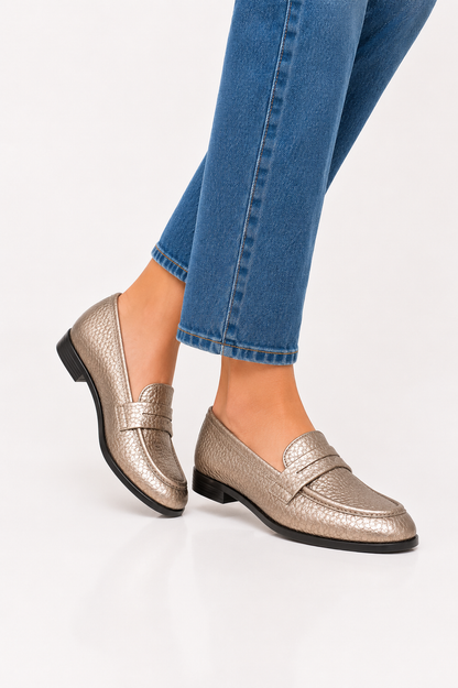 Classic Penny Loafer Flat - Smokey Silver
