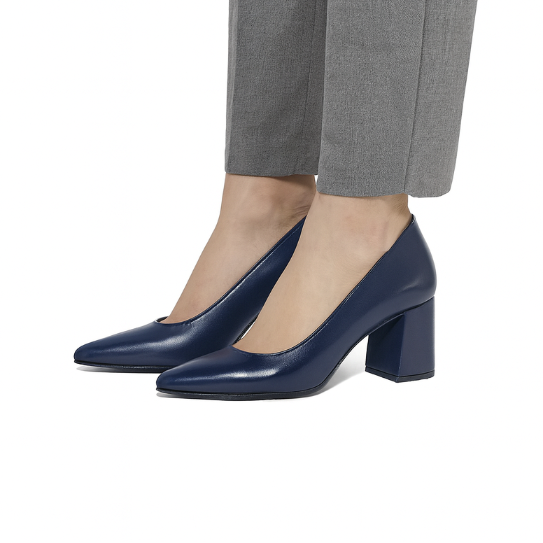 Navy Blue Executive heels - 7cm block heels
